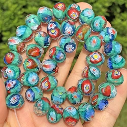 Blue Green Murano Transparent Faceted Rondelle Red Flower Lampwork Crystal Glass Beads For Bracelet Making Women Diy Accessories