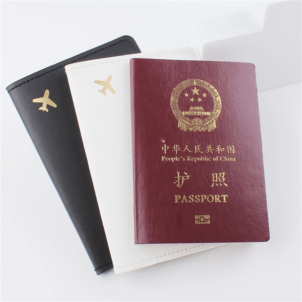 Funda de pasaporte con patrón de avión, etiqueta de equipaje, juego de funda de pasaporte de boda para pareja, soporte de viaje con letras