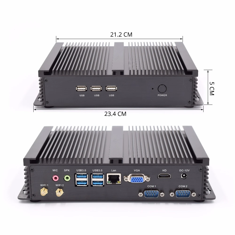 Compact Industrial Fanless Mini PC Core i7-1335U i5-1235U DDR4 HD VGA Linux Business Office Desktop Mini Computer Dual RS232 COM
