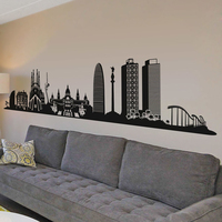 Large Spanish The Skyline Of Barcelo na Wall Decal Living Room Bedroom Skyrim Urban City Wall Sticker Playroom Home Decor