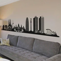 Large Spanish The Skyline Of Barcelo na Wall Decal Living Room Bedroom Skyrim Urban City Wall Sticker Playroom Home Decor