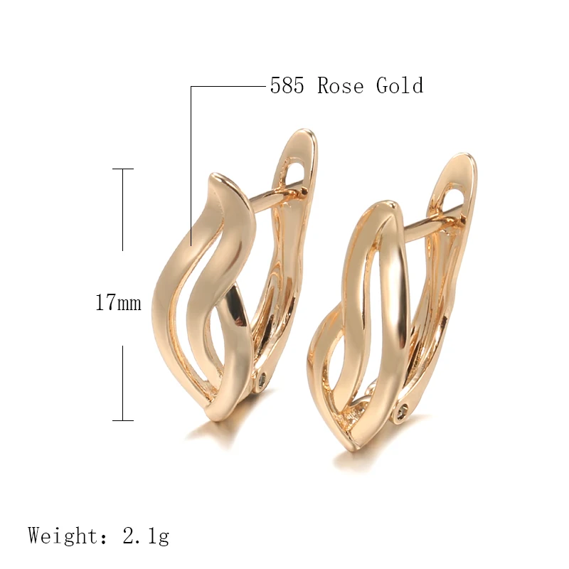 Kinel New Hollow Glossy Leaf Earring for Women 585 Rose Gold Stud Earrings Cute High Quality Daily Fine Fashion Party Jewelry