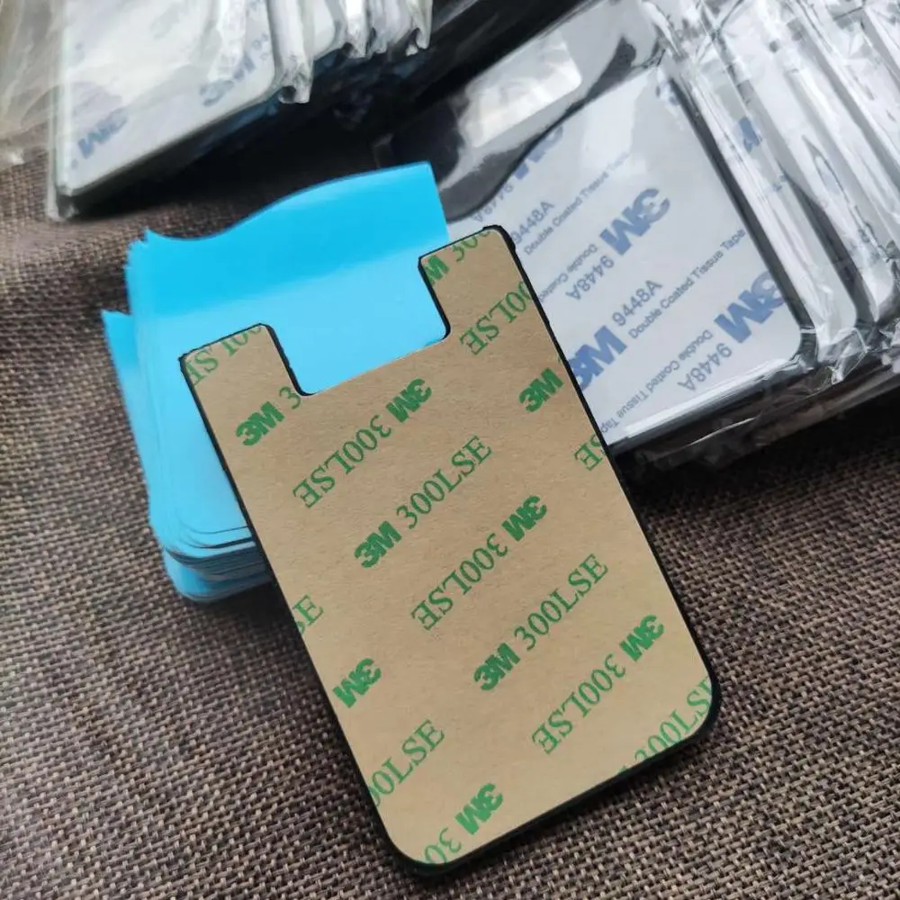 100pcs/lot Sublimation blank Silicone Credit Pocket Adhesive Fashion Cell Phone Holder ID Card Holder Case sticker