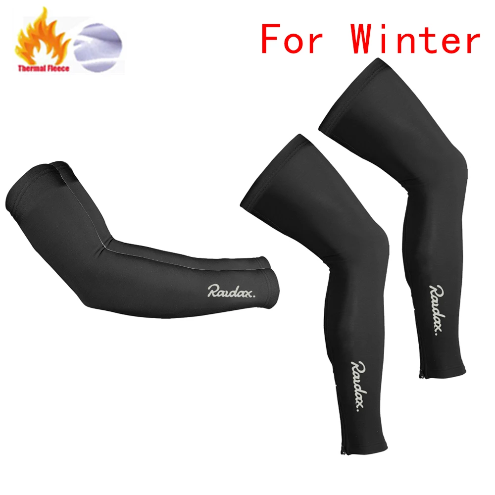 Raudax-Black Arm Leg Warmers, Leg Sleeve, Thermal, Cycling, MTB, Bicycle, Running, Racing, MTB, Bike, Winter, 2023