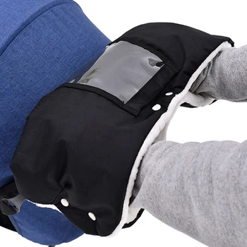 1 adet kış sıcak bebek arabası eldiven su geçirmez kalınlaşmak polar arabası el Muff açık Mitten çocuklar puset eldiven