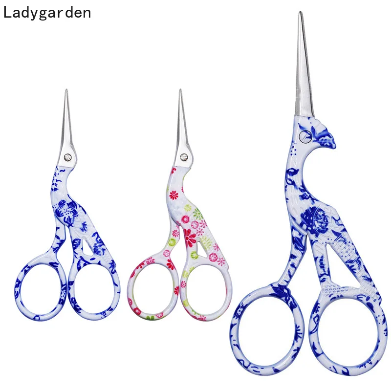 3PCS Professional Stainless Steel Vintage Classic Embroidery Scissors Nail Art Stork Crane Bird Cutters Tools Tailor Scissor