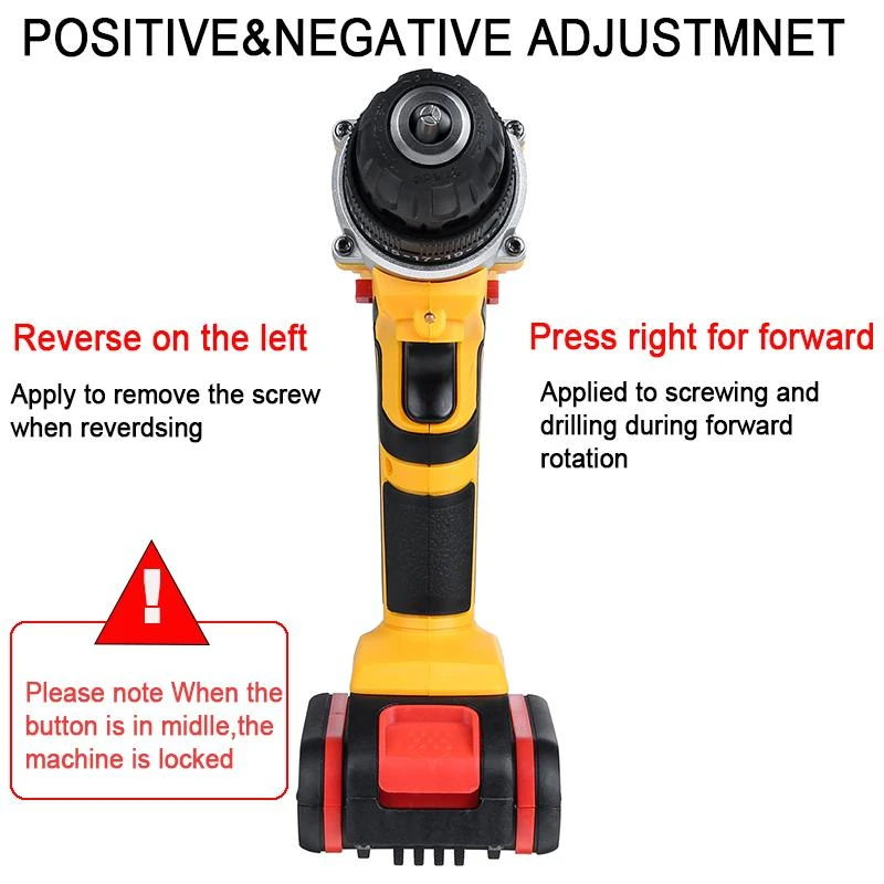 48V 1500W Electric Drill Rechargeable Cordless Electric Screwdriver Multifunctional Household Power Driver Lithium Battery Drill