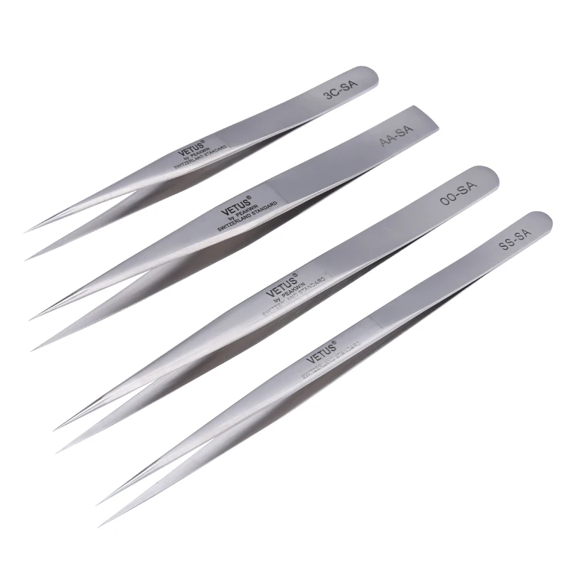 Vetus Electronics Industrial Tweezers 3C-SA AA-SA SS-SA 00-SA Anti-acid Straight Tip Precision Pinzas Phone Repair Hand Tool