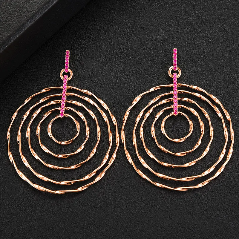 

GODKI New trendy Circle Cross Tassels Earrings For Women Wedding Cubic Zircon Dubai Gold Jewelry aretes de mujer modernos 2020