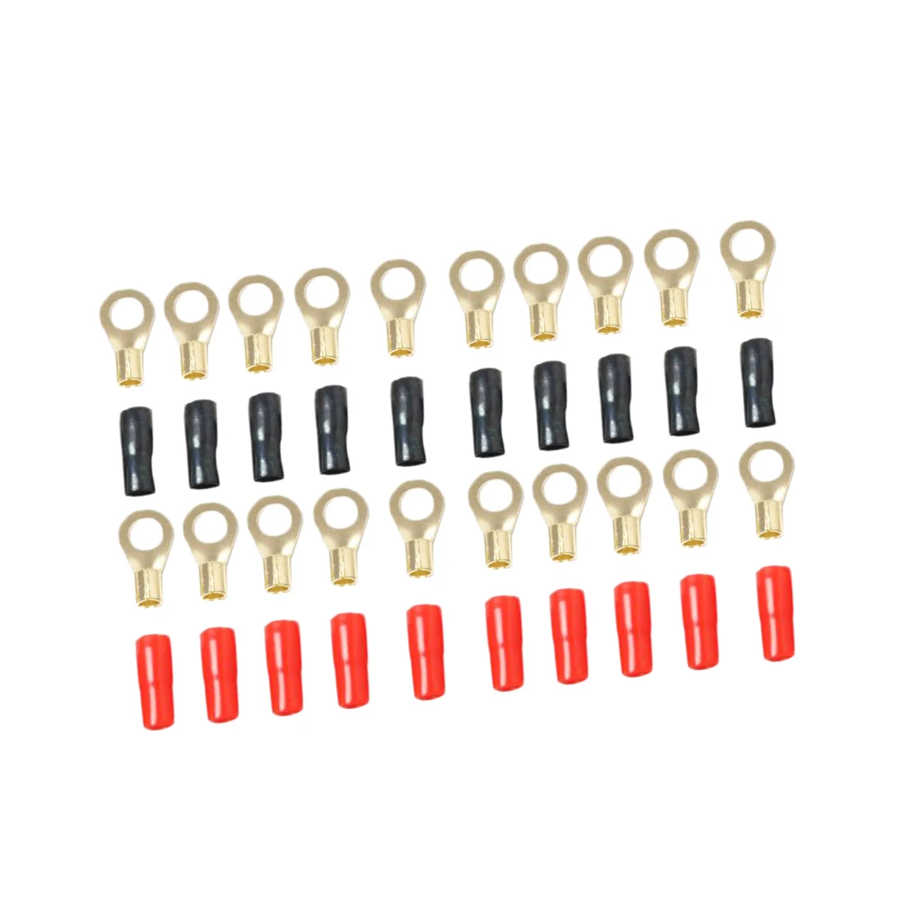 10 Pairs 8 AWG Electrical Ring Terminal Wire Connector Gold-plated Brass