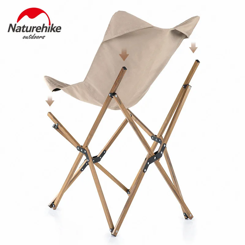 Naturehike Camping Fishing Chair Wood Grain Folding Office Break or Outdoor Beach Chair Aluminum Bracket Fishing Picnic Leisure