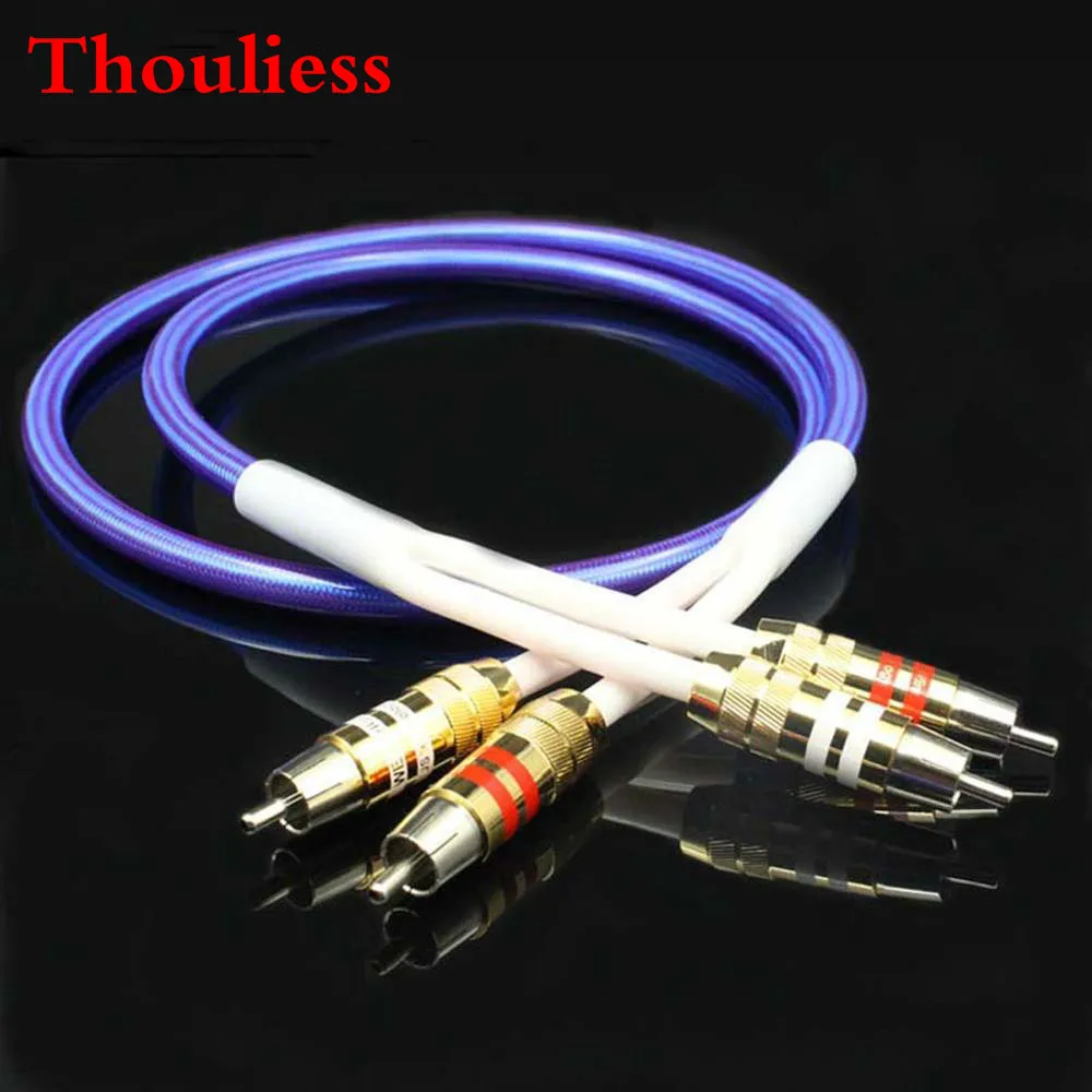 Thouliess HiFi Audio Video DIY Copper 4 core Silver Plated Audio RCA to RCA HI-end Audio Shield Cable