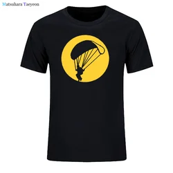 Retro Paragliding T Shirt Mens Pure Cotton Casual T-shirt Short Sleeve Paraglider Parachute Tshirt Clothing Tees Gift For Man