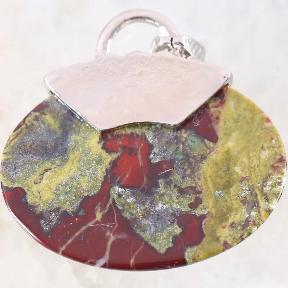 Pendant Oval CAB Cabochon Natural Stone Pendant Real Pink Rhodonite Green Amazonite Necklace Pendant For Women Men Jewelry Gift