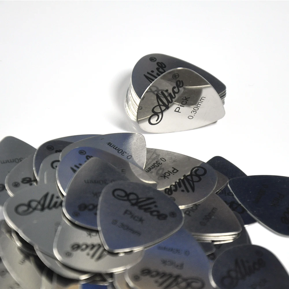 Lots of 100pcs Alice 0.3mm Stainless Steel Guitar Picks Plectrums