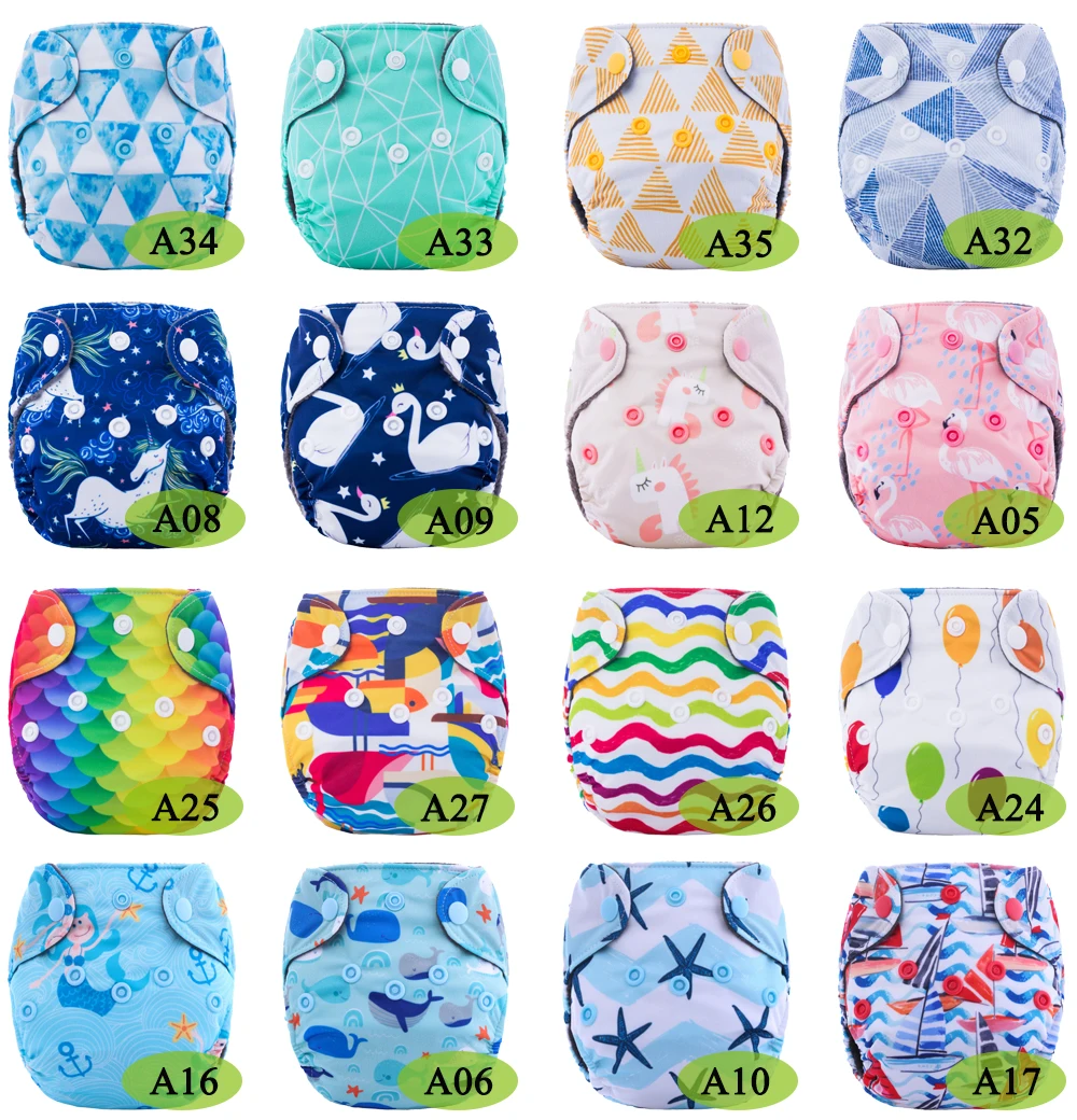 Thank U Mom Newborn Diapers Tiny AIO Cloth Diaper Bamboo Charcoal Lining Double Gussets Waterproof PUL Outer Fit 2-5KG Baby