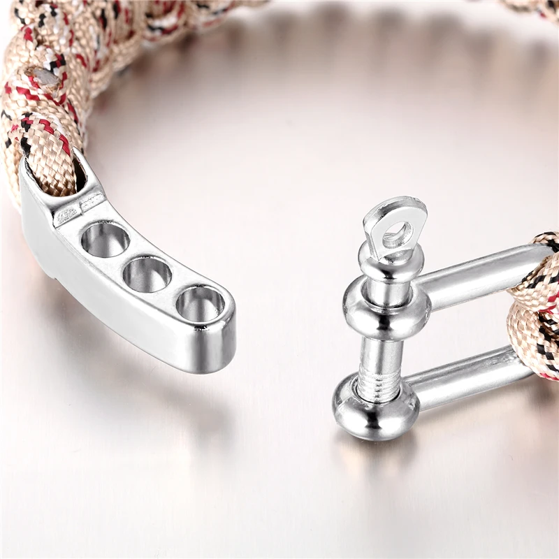 الرجال التخييم الطوارئ مضفر قابل للتعديل بقاء سوار الفولاذ المقاوم للصدأ مشبك مظلة حبل في الهواء الطلق معصمه النساء Paracord #5