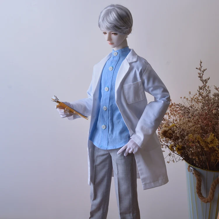 BJD doll clothes suitable for uncle 1/3 1/4 size uniform scientists in white coats working clothes coat doll accessories