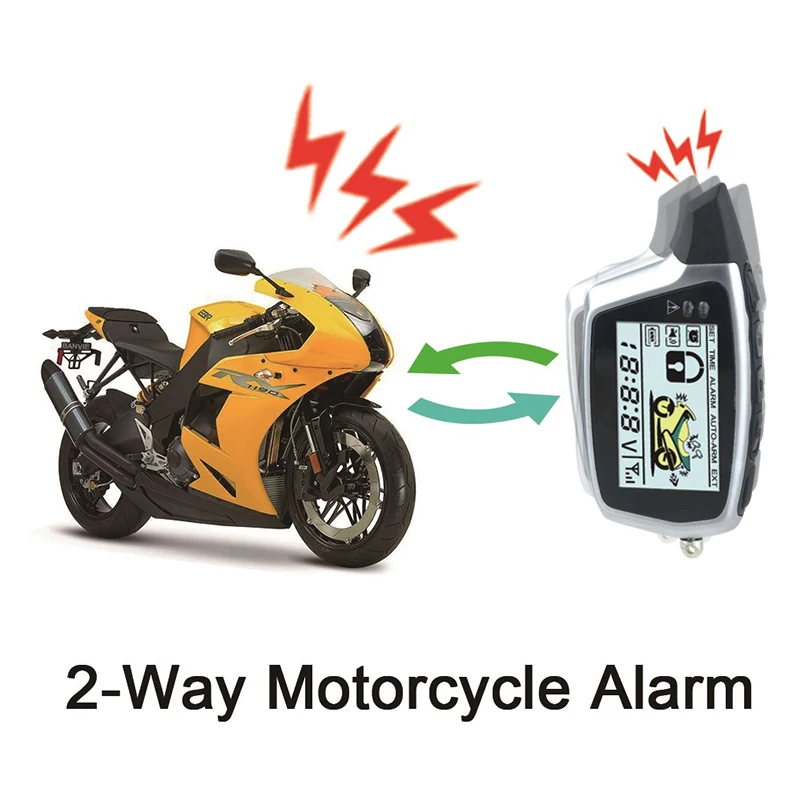 BANVIE Two Way Anti-theft Motorcycle Security Alarm System With 2  LCD Transmitters Remote Engine Start