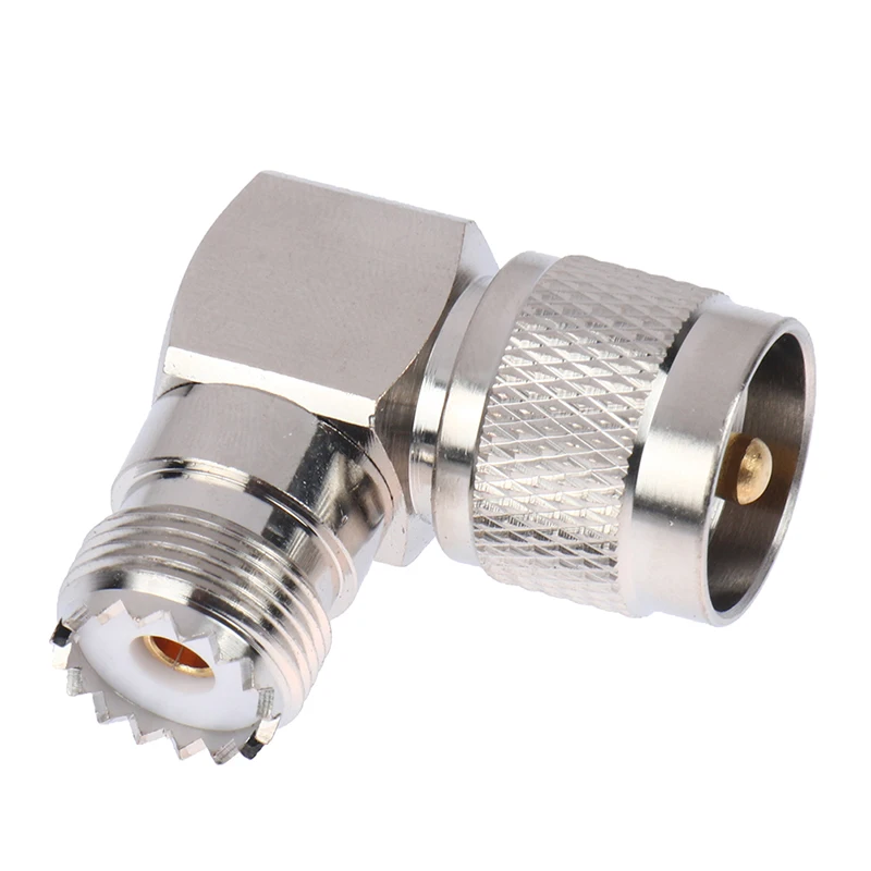 UHF Male PL-259 PL259 Plug to UHF Female SO-239 SO239 Right Angle 90 Degree RF Adapter