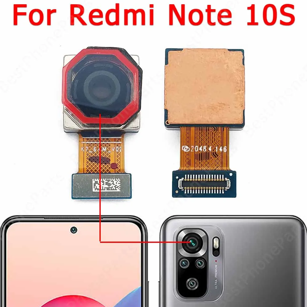 الكاميرا الخلفية لـ Xiaomi Redmi Note 10S وحدة الكاميرا الخلفية 64MP فليكس استبدال إصلاح قطع الغيار