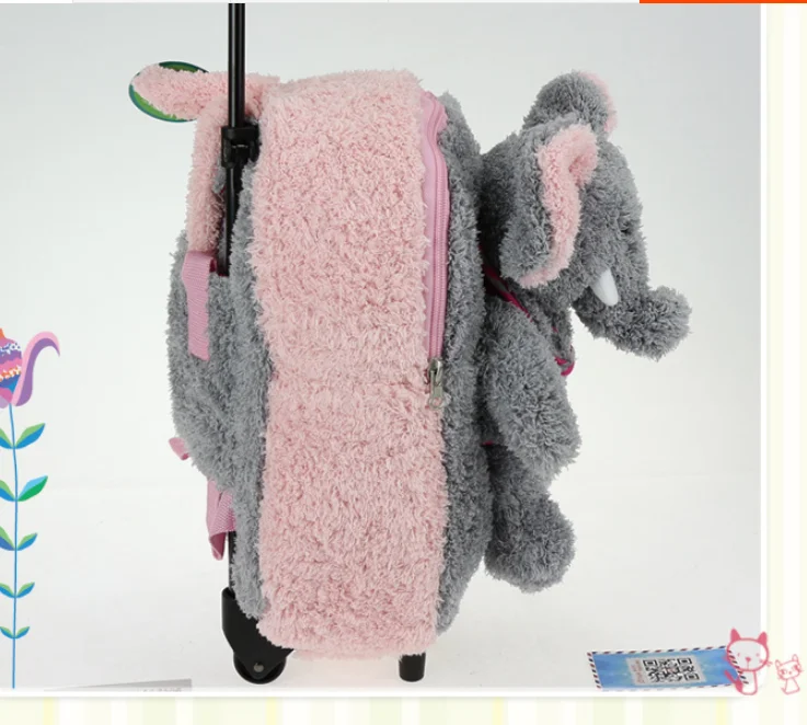 1-6 years old children\'s trolley suitcase Detachable trolley school bag elephant doll Kindergarten backpack rolling luggage bags