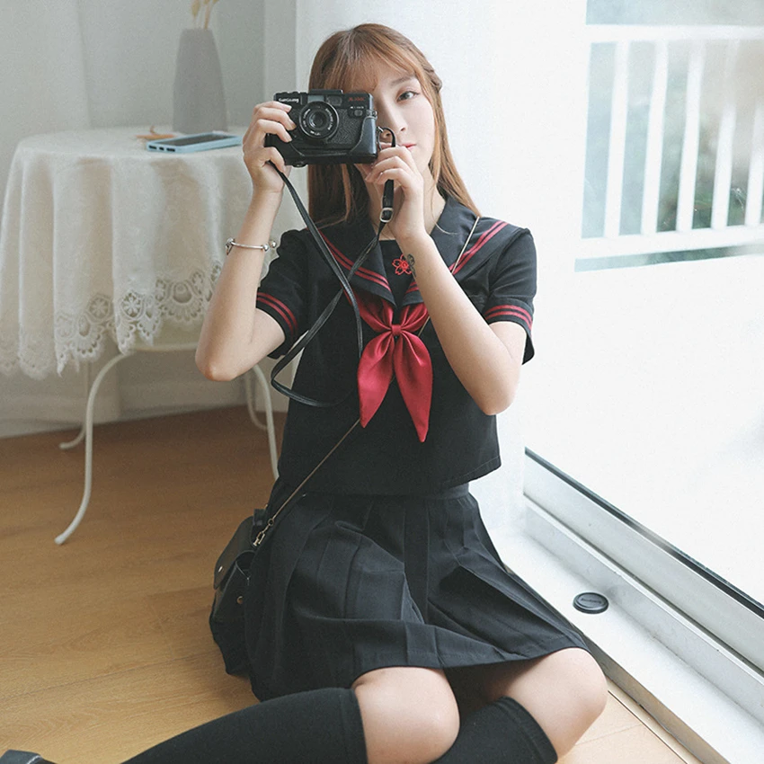 Uniforme scolaire japonais de Style coréen Jk, costume de marin pour filles, jupe plissée à manches courtes et longues, Anime Kawaii Cosplay