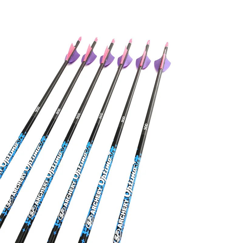 

SF Archery Carbon Arrows 500-1000 Spine Vanes Pin Nock Points Compound Recurve Bow Hunting 12PCS