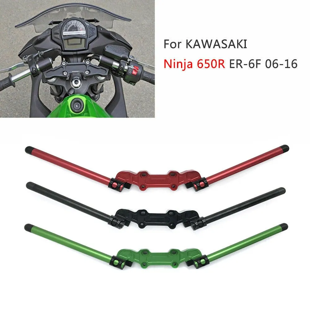 Clip-On Adapter Plate Handlebars Set for Kawasaki Ninja 650R ER-6F ER6F ER6N 2006-2016 2015 Handle Bar Riser Clip on Clamp Mount