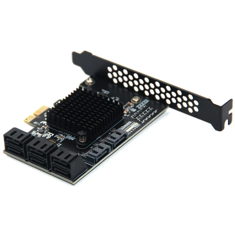 Chi Mining Riser – carte PCIE SATA, 8 Ports, 6 go, adaptateur SATA 3.0, extension PCI Express X1, PCI-E vers contrôleur SATA ASM1064