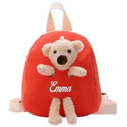 Personalised Children's Bear Backpack Teddy Backpack Custom Any Name Bear Bag Boys and Girls Toddler School Bag Animal Bag