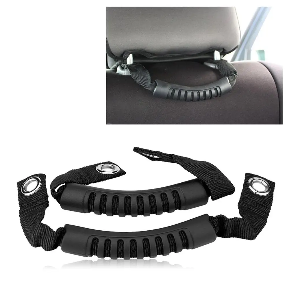 2PCS For JEEP Wrangler 1995-2017 Car Rear Seat Back Headrest Grab Handle With Hole Set Auto Decoration Fit Vehicle Accessories