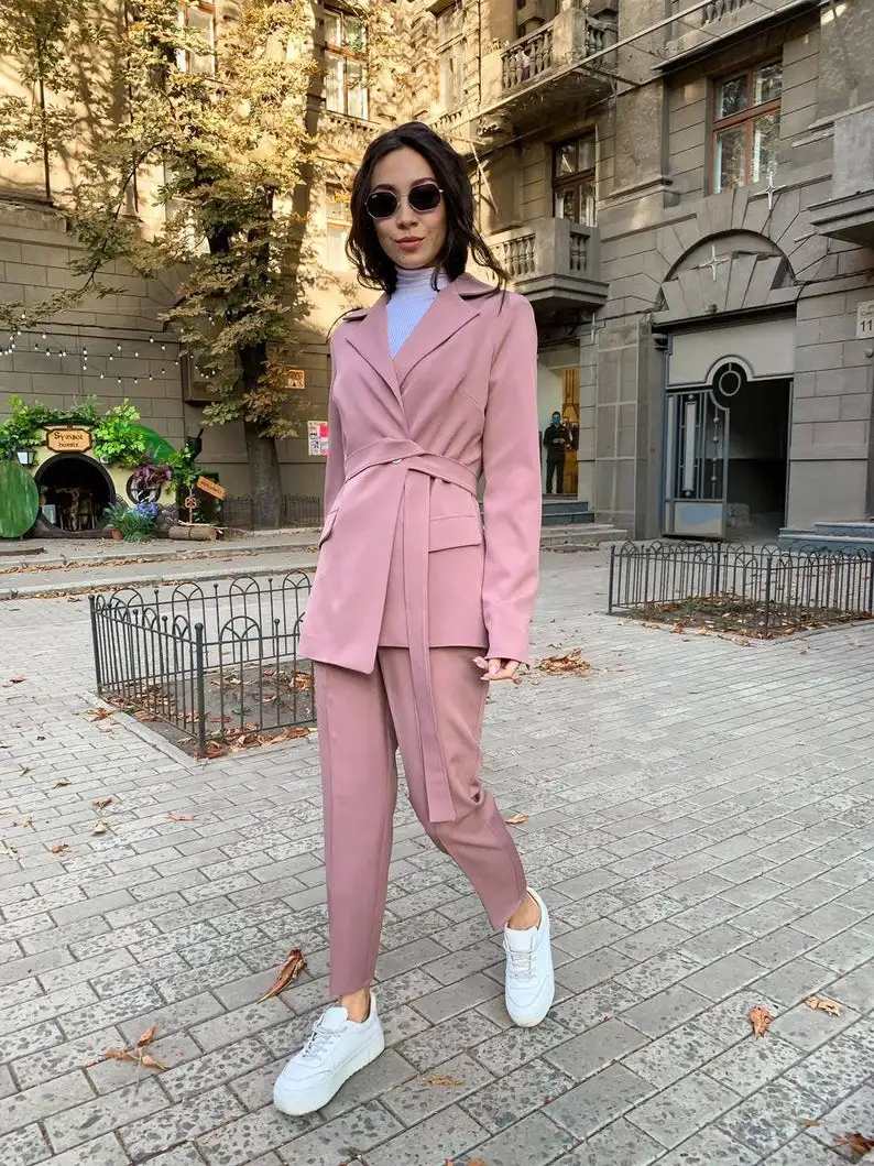 High Quality Bridal Pants Suits 2 Pieces Women Evening Party Tuxedos with Belt Mother of the Bride Formal Work Wear For Wedding