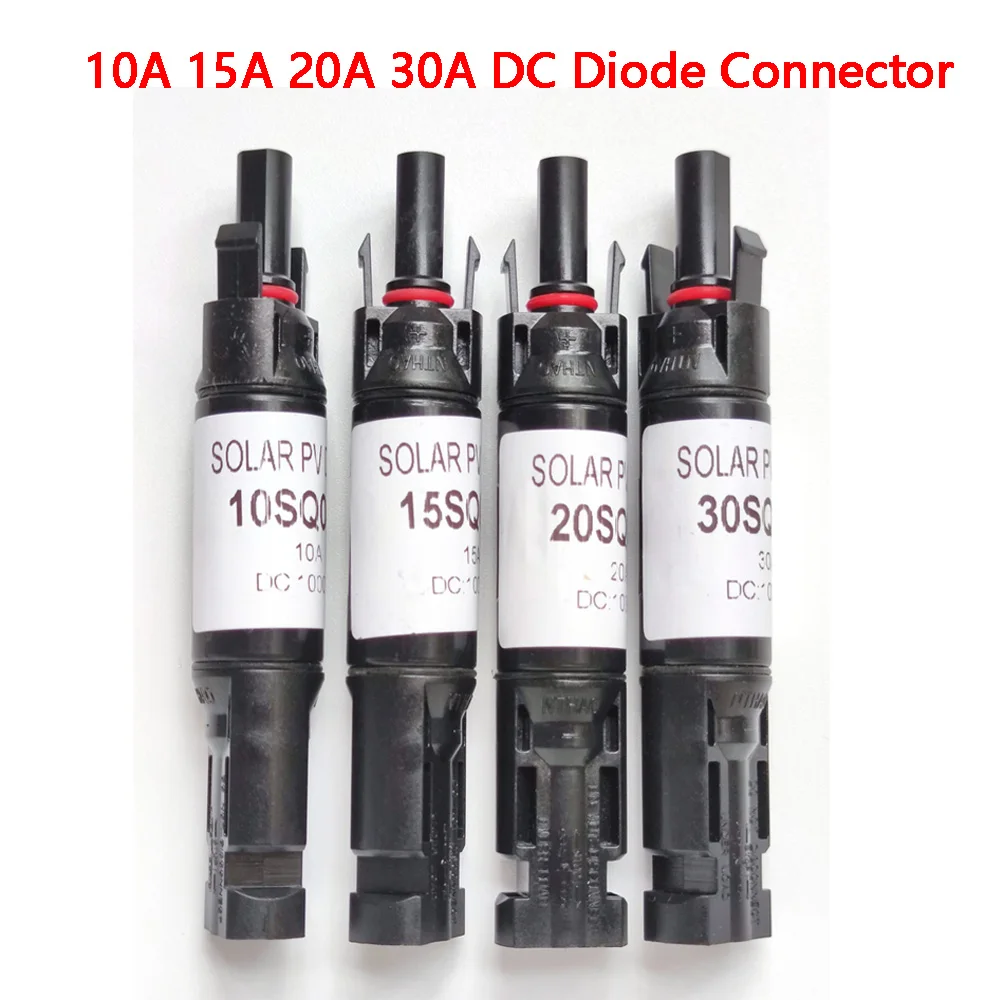 New Selling 10A 15A 20A 30A DC Diode Solar Plug Connector For PV System Solar Panel Parallel Connection Antireflux Protection