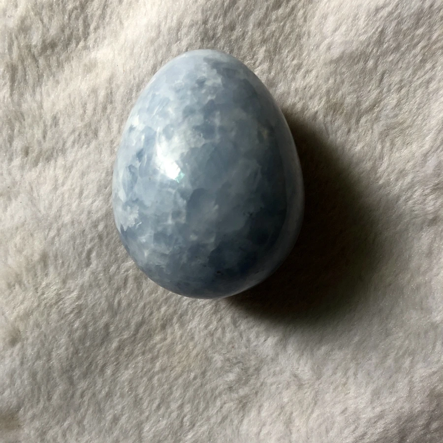 Natural Blue Celestite Crystal Egg 70mm Large Stone Healing Sphere with Stand Blue Calcite Home Decor