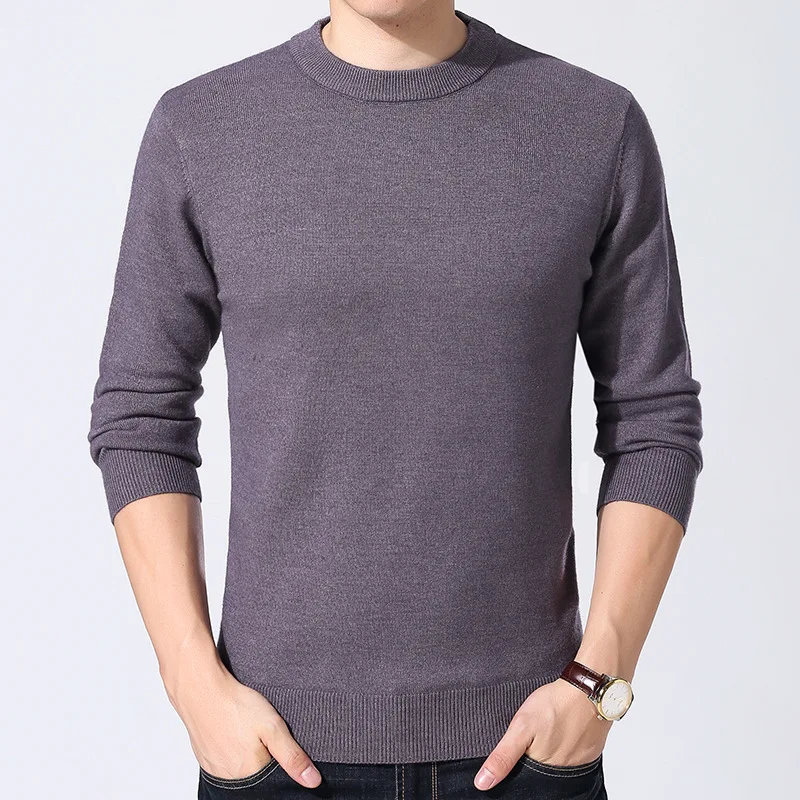 

MRMT 2024 Brand Winter Men's Thick Round Neck Sweater Solid Color Wild Sweater Slim Turtleneck Warm for Male Knit Sweater