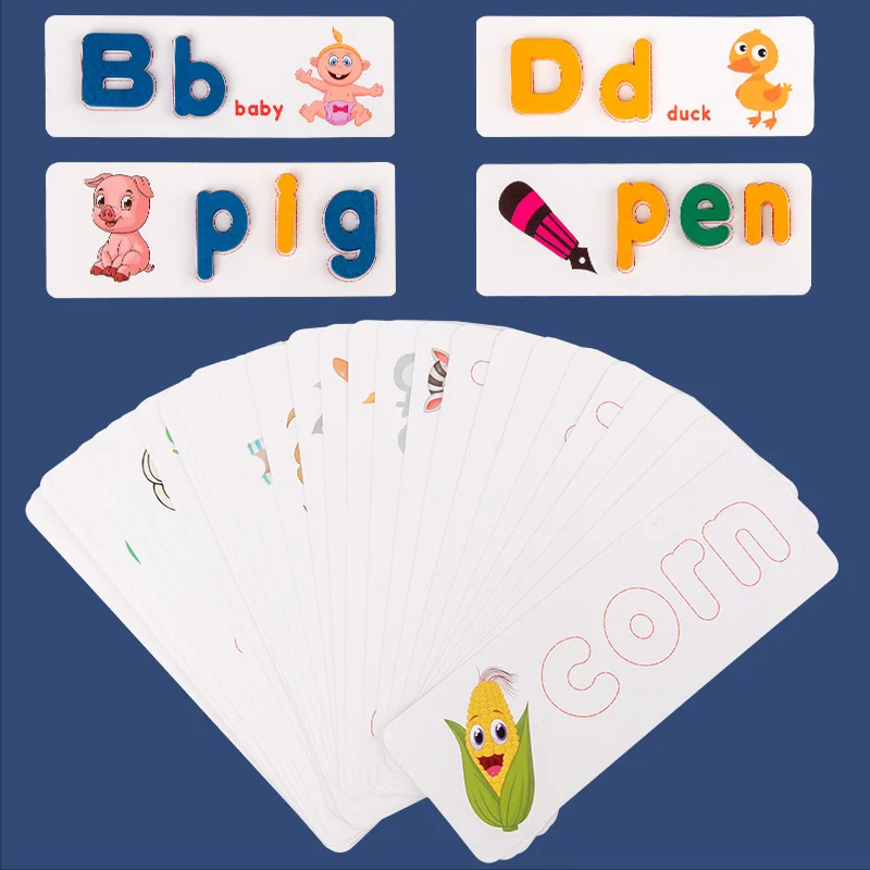 Jeu de mots en bois Montessori pour enfants, puzzle d'apprentissage précoce, lettre de l'alphabet, jouets pour bébé d'âge alth