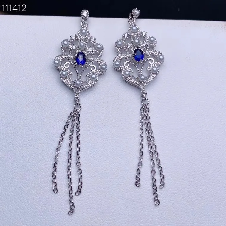 Luxurious evening banquet exclusive Natural sapphire Necklace beautiful, noble and dignified, 925 silver material.