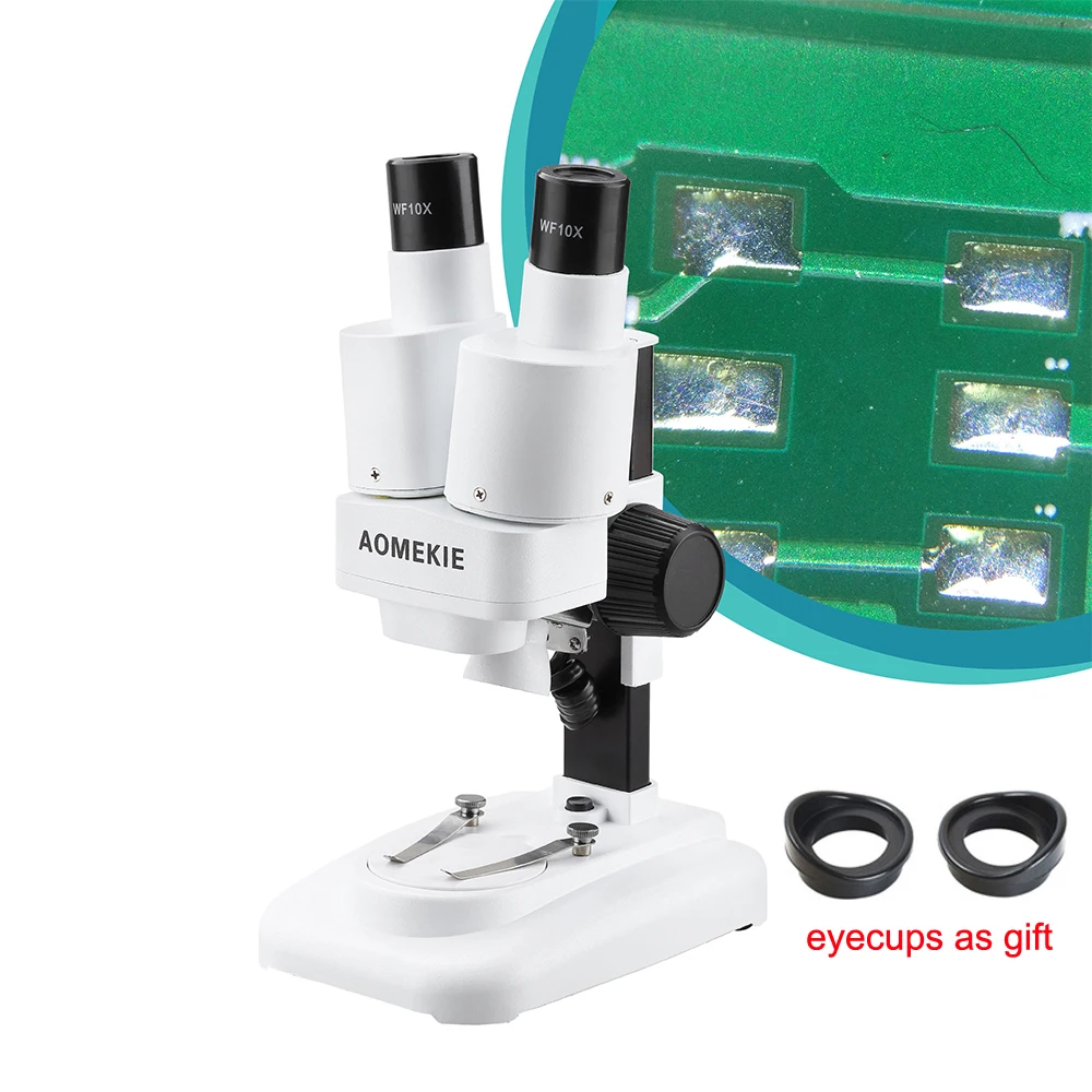 AOMEKIE 20X/40X Binocular Stereo Microscope with LED for PCB Solder Mobile Phone Repair Mineral Specimen Watching HD Vision