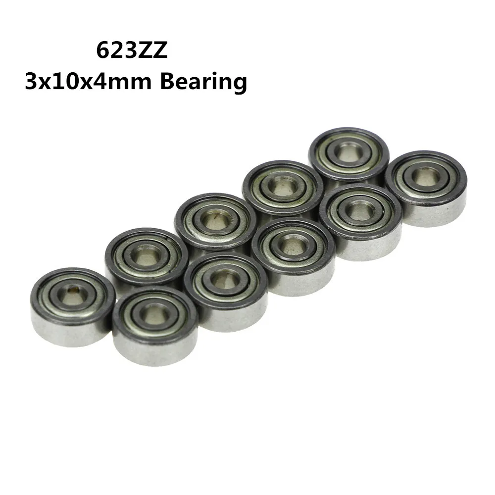 10 unids/lote 623ZZ rodamiento 623-ZZ 3x10x4mm rodamiento rígido de bolas en miniatura 623 2Z ZZ rodamiento 623Z