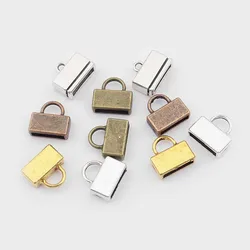 10pcs Tibetan Silver/Gold/Bronze/Copper Flat End Cap Clasps For 5mm 10mm Flat Leather Cord Bracelet Jewelry Findings Accessories