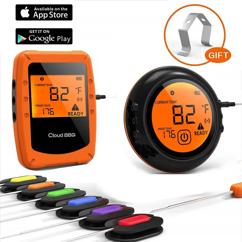 Meat Thermometer Wireless Bluetooth Oven Kitchen BBQ Grill Barbecue Food Cooking Smoker Thermometer Remote 6 Probes