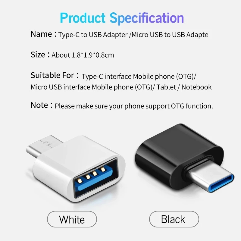 USB Type C OTG Adapter Micro USB Male To USB Female Type-C Cable adapter Converters For Macbook Samsung Xiaomi Type-C To USB OTG