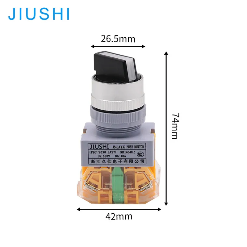 JIUSHI LAY37-11X2 22mm push button 2 way selector switch 22mm (LAY37 /LAY7 /Y090 /PBC /NP4)