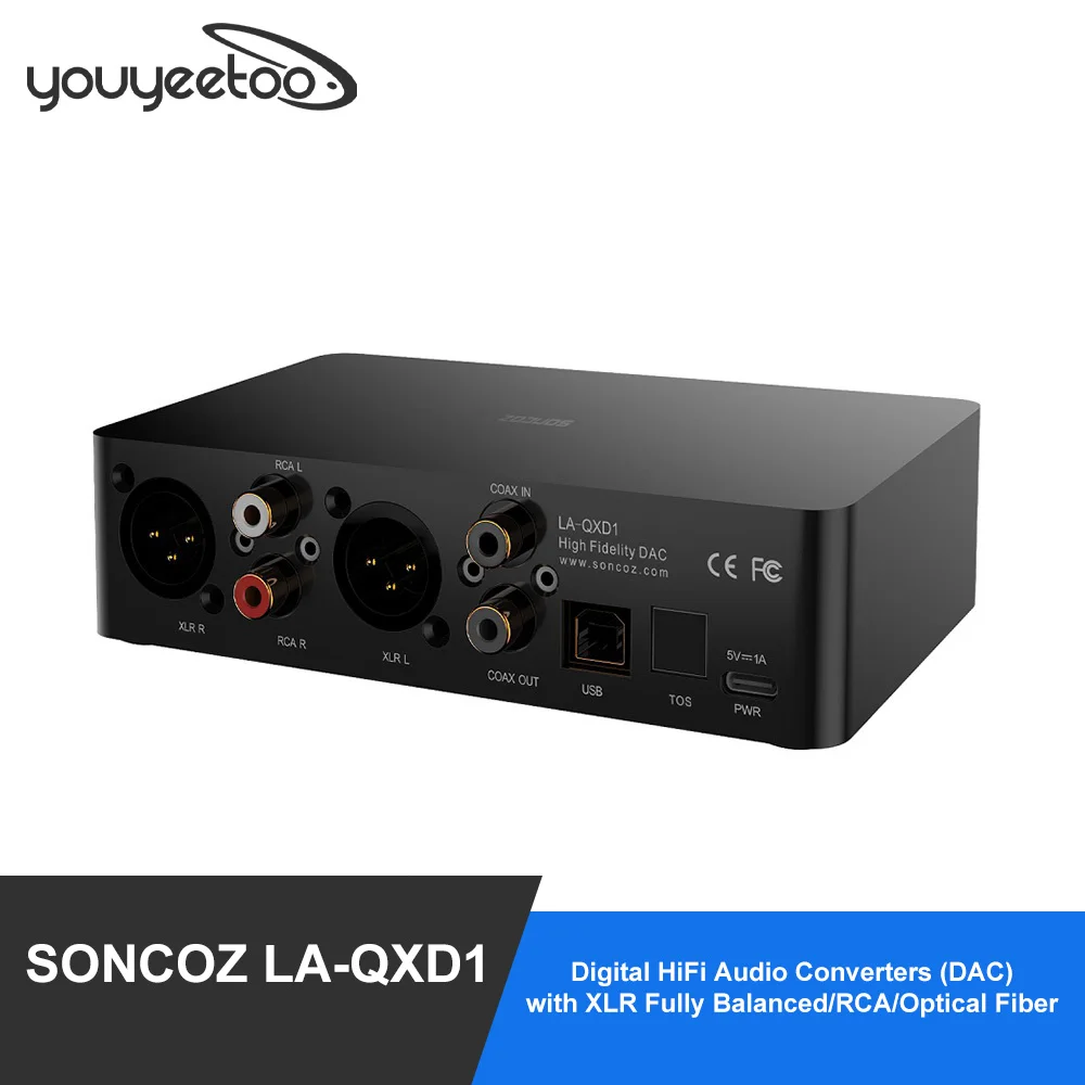 youyeetooSONCOZ LA-QXD1 Digital HiFi  Audio Converters(DAC) with XLR Fully Balanced/RCA/Optical Fiber Low Noise Windows khadas