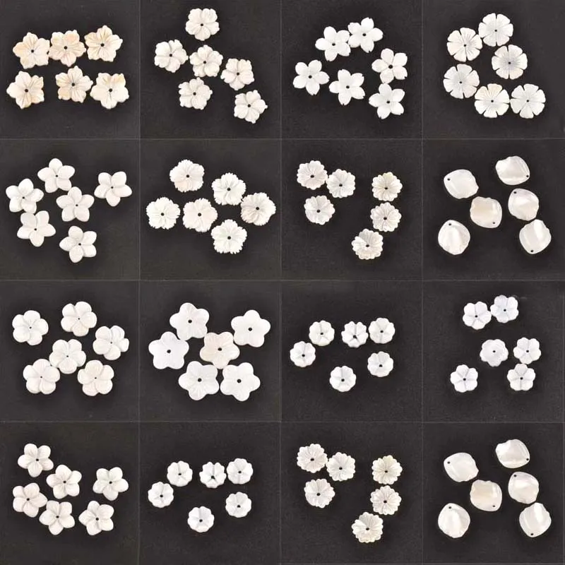 Flower Texture Curved Natural Shells Beads Mother Of Pearl For Jewelry Making Earring Accessories Diy Crafts 5Pcs 8-20mm tr0391
