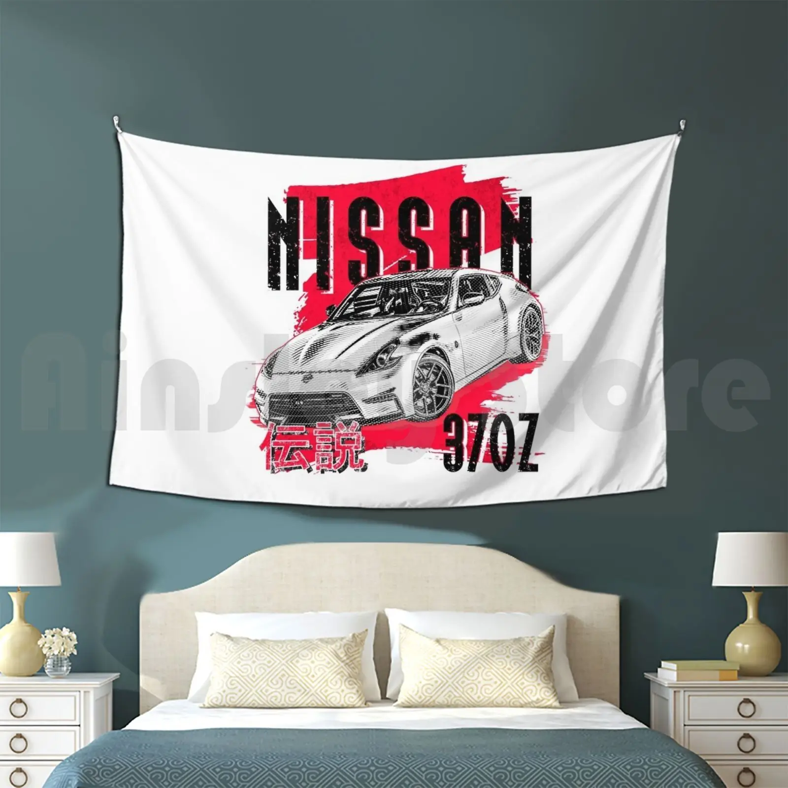 Nissan 370z Classic | Drift Legends | Jdm Japanese Cars Tapestry Background Wall Hanging Nissan 370z True Jdm