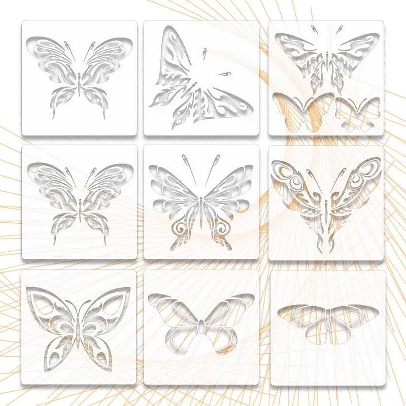 9pcs Butterfly Series Decorative Painting Template Children's Spray Pattern Hollow Template Children's Decorative Painting