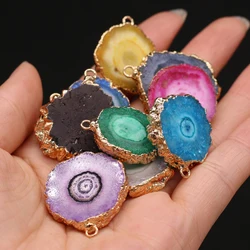 Natural Stone Pendant Irregular Round Agates Druzy Slice Charms for Women Jewelry Making DIY Earring Necklace Accessory