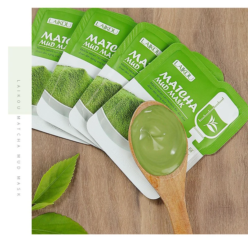 LAIKOU 7pcs Matcha Green Clay Mud Face Mask Reduce Wrinkle Night Facial Packs dark circle Moisturize Mask for facecare